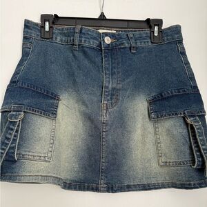 Denim Mini Skirt with Pockets